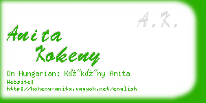 anita kokeny business card